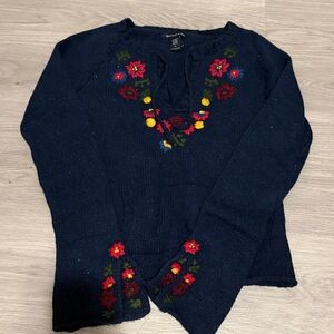 A&F floral knit sweater 100% cotton